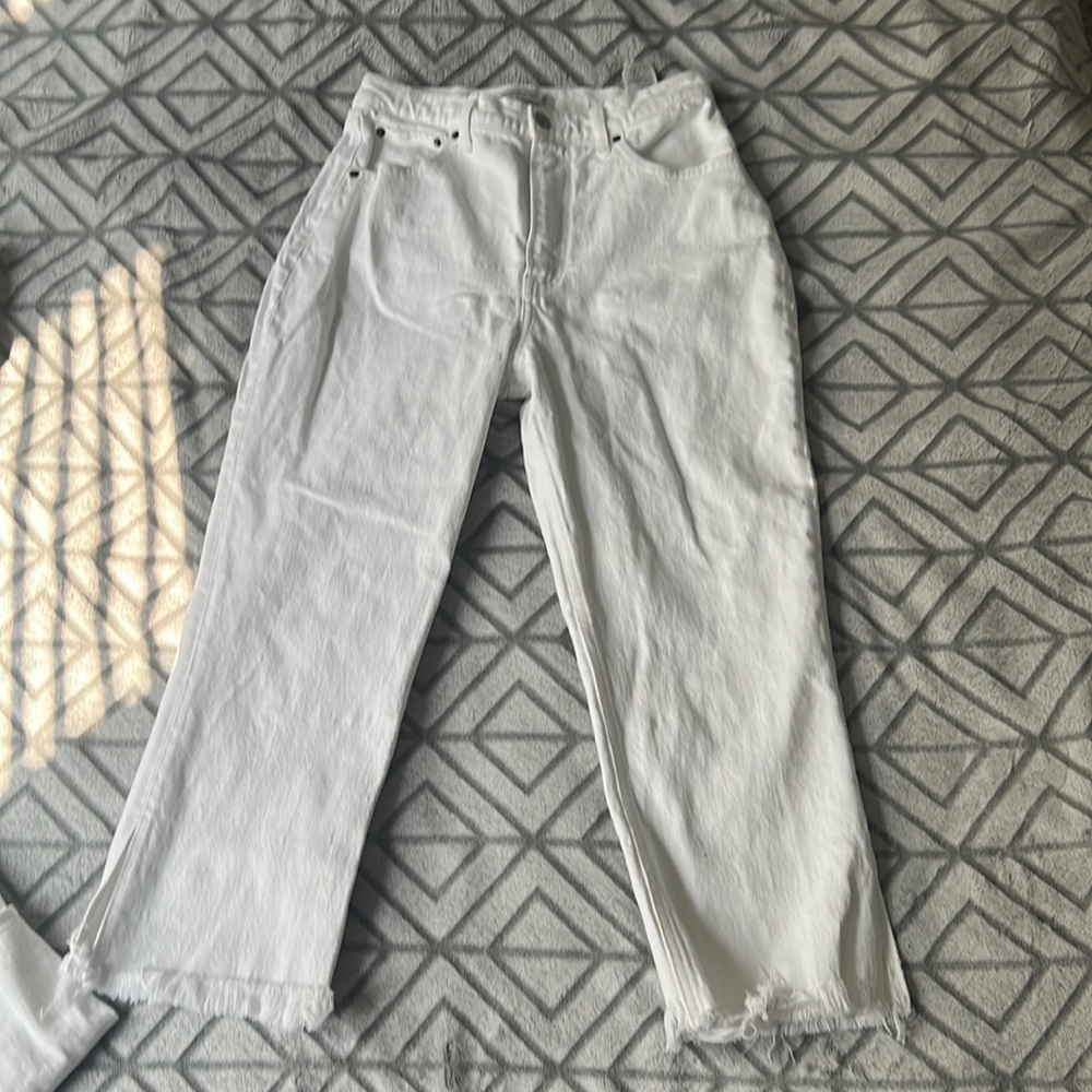 A&F flare white curve love jeans